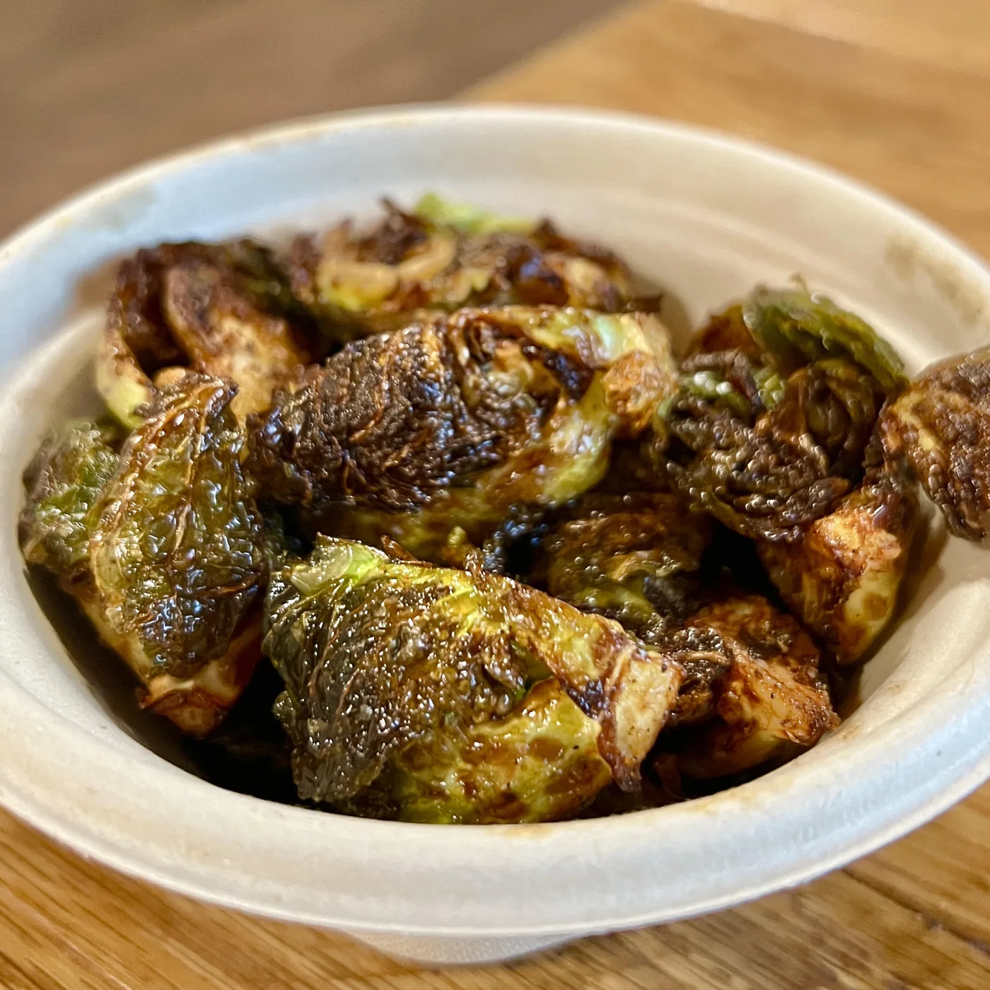 Flash-fried Brussels sprouts with crisped edges